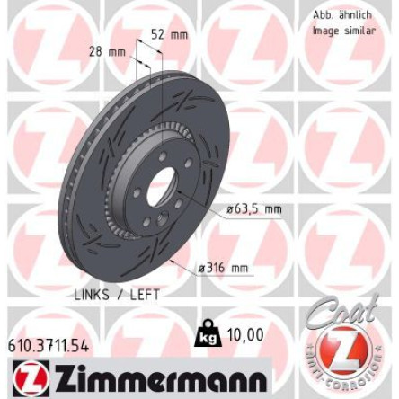 ZIMMERMANN Bremsscheibe 610.3711.54 ZIMMERMANN Bremsscheibe 610.3711.54