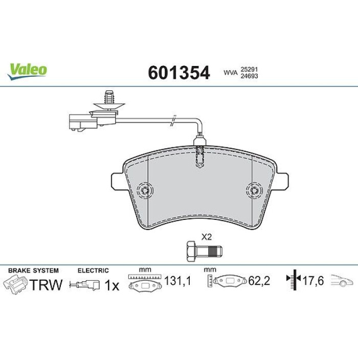 Valeo Bremsbelagsatz 601354 Valeo Bremsbelagsatz 601354
