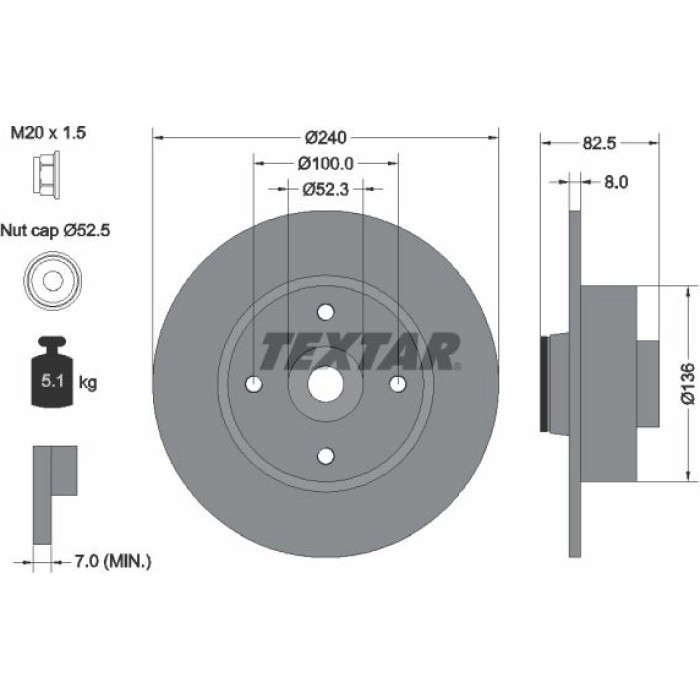 Textar Bremsscheibe 92154403 – mit Radlager für ABS Textar Bremsscheibe 92154403 – mit Radlager für ABS