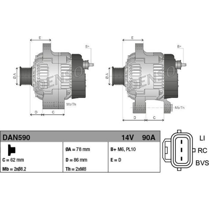 Denso Lichtmaschine DAN590 Denso Lichtmaschine DAN590