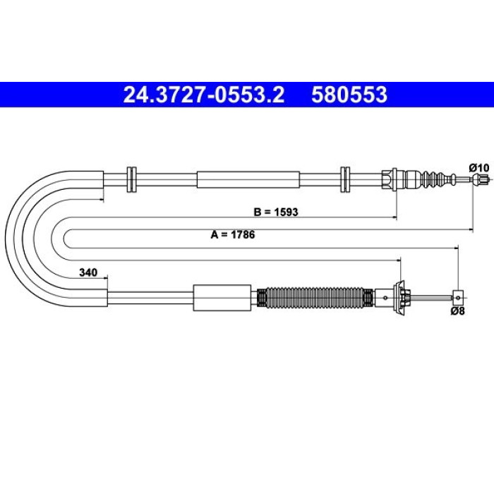 ATE Handbremsseil 24.3727-0553.2 ATE Handbremsseil 24.3727-0553.2