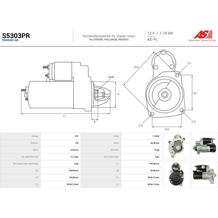 AS-PL Anlasser S5303PR