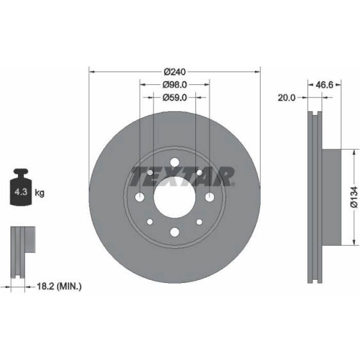 Textar Bremsscheibe 92090300 Textar Bremsscheibe 92090300