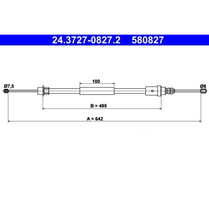 ATE Handbremsseil 24.3727-0827.2 ATE Handbremsseil 24.3727-0827.2