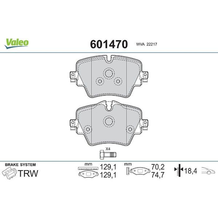 Valeo Bremsbelagsatz 601470 Valeo Bremsbelagsatz 601470
