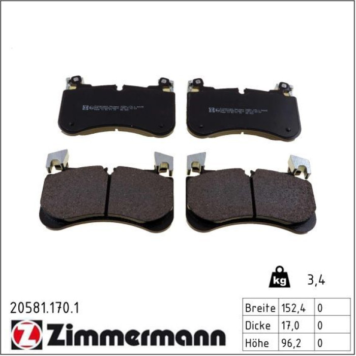 ZIMMERMANN Bremsbelagsatz, Scheibenbremse 20581.170.1 ZIMMERMANN Bremsbelagsatz, Scheibenbremse 20581.170.1
