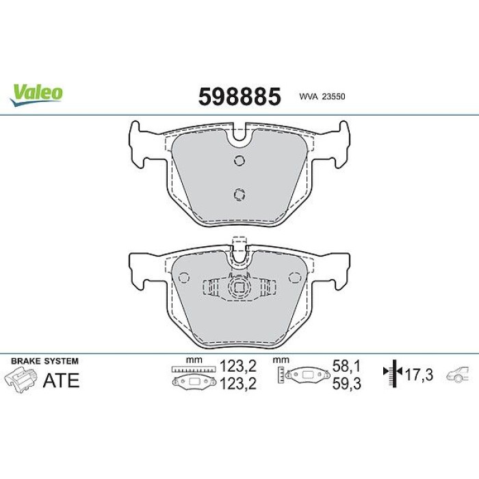 Valeo Bremsbelagsatz 598885 Valeo Bremsbelagsatz 598885