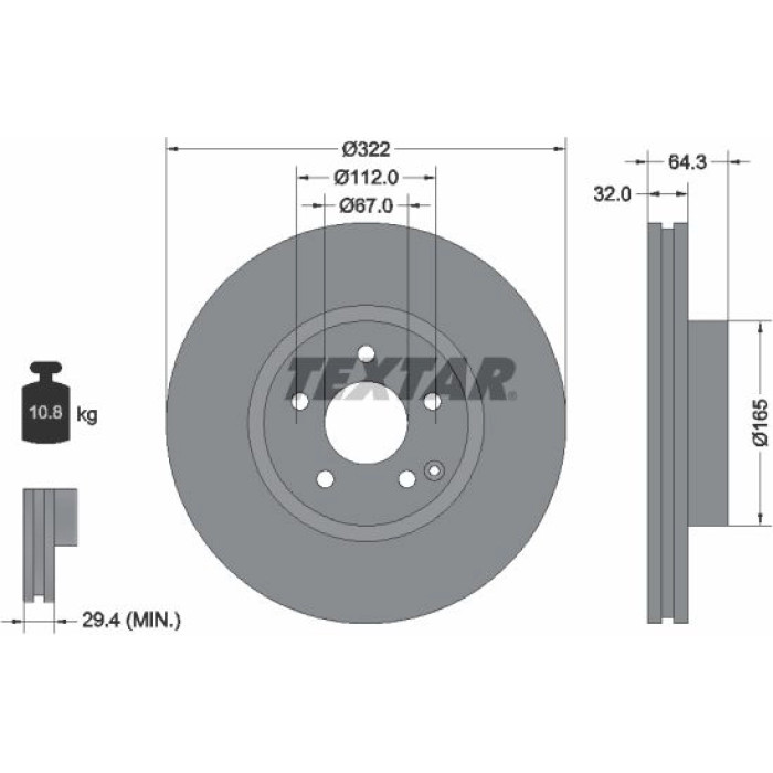 Textar Bremsscheibe 92163503 – 322 mm Textar Bremsscheibe 92163503 – 322 mm