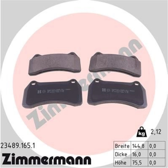 ZIMMERMANN Bremsbeläge 23489.165.1 ZIMMERMANN Bremsbeläge 23489.165.1