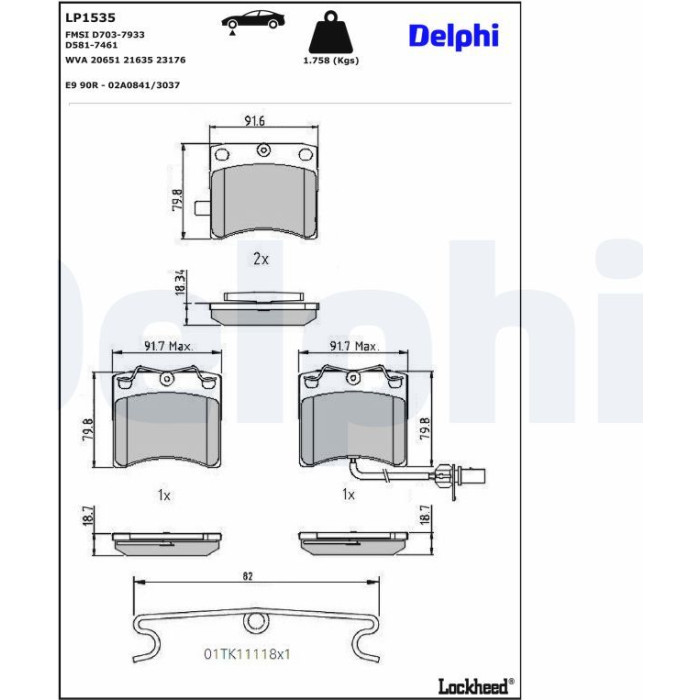 Delphi Bremsbelagsatz LP1535