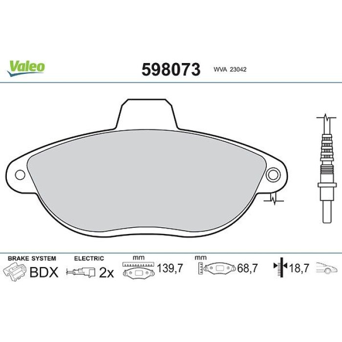 Valeo Bremsbelagsatz 598073 Valeo Bremsbelagsatz 598073