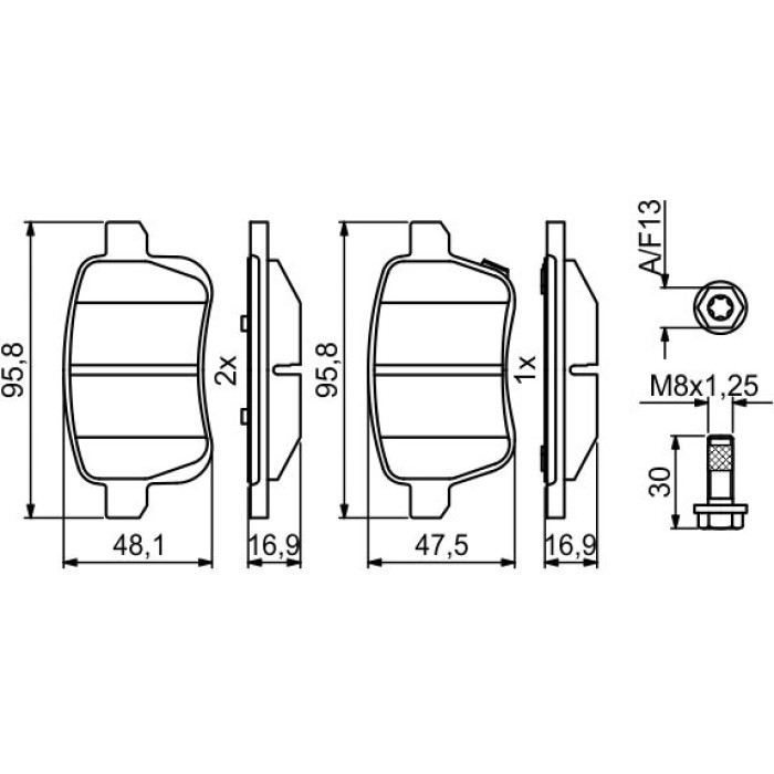 Bosch Bremsbelagsatz Hinterachse 0 986 494 825 Bosch Bremsbelagsatz Hinterachse 0 986 494 825