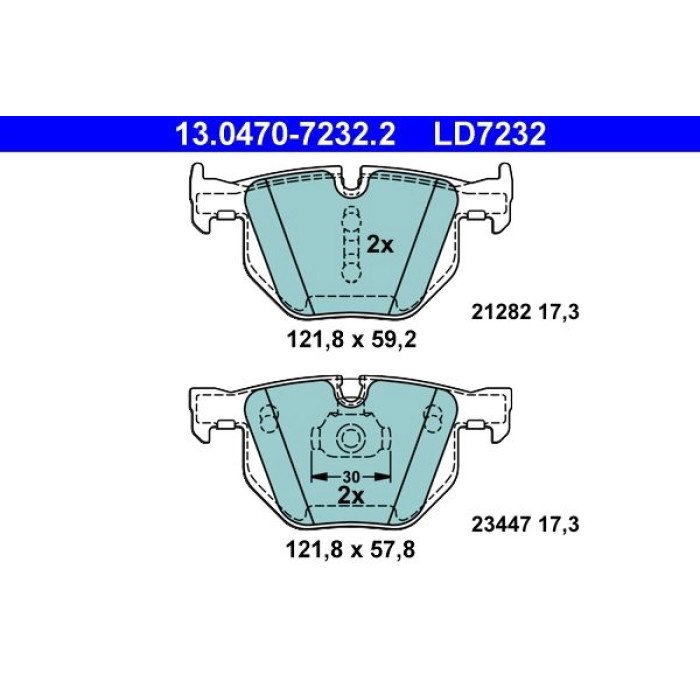 ATE Bremsbelagsatz BMW Hinterachse X5/X6 2.0-3.0 07- Keramik 13.0470-7232.2 ATE Bremsbelagsatz BMW Hinterachse X5/X6 2.0-3.0 07- Keramik 13.0470-7232.2