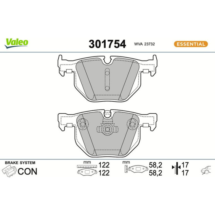 Valeo Bremsbelagsatz 301754 Valeo Bremsbelagsatz 301754