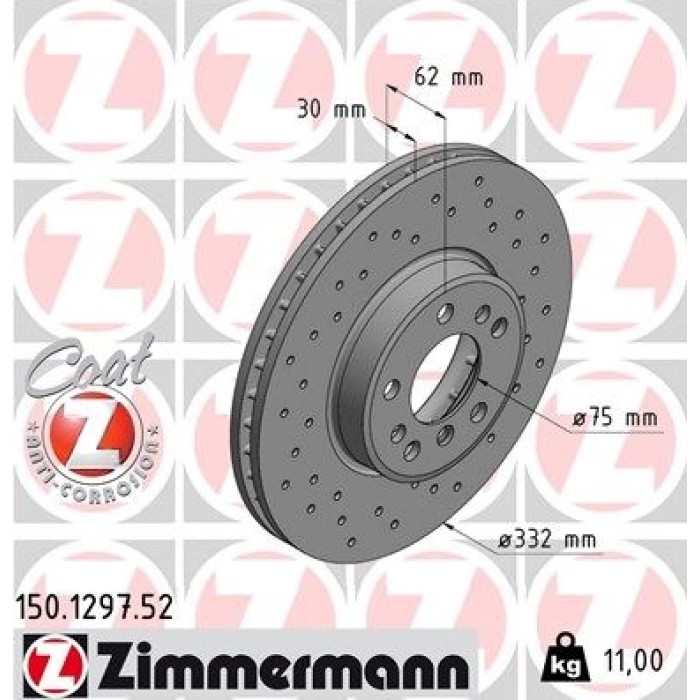 Zimmermann 11 481 050 Sport Bremsscheibe Vorderachse Sport 150.1297.52 Zimmermann 11 481 050 Sport Bremsscheibe Vorderachse Sport 150.1297.52