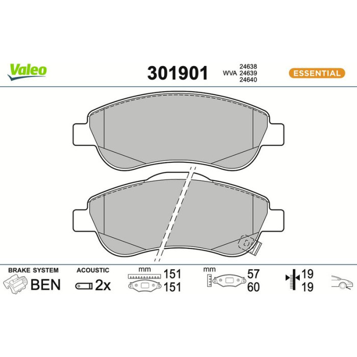 Valeo Bremsbelagsatz 301901 Valeo Bremsbelagsatz 301901