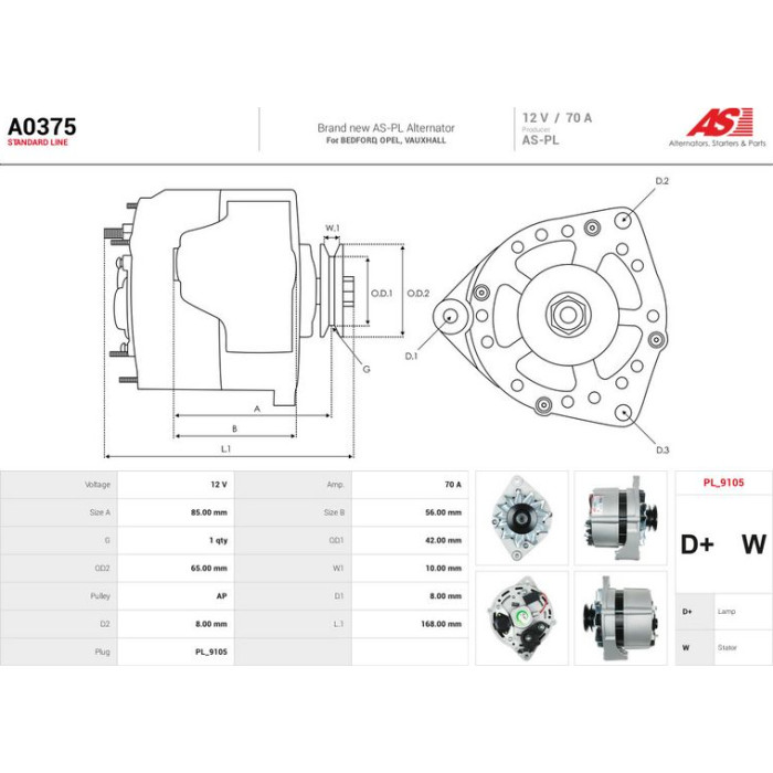 A0375 AS-PL Lichtmaschine (Generator) A0375