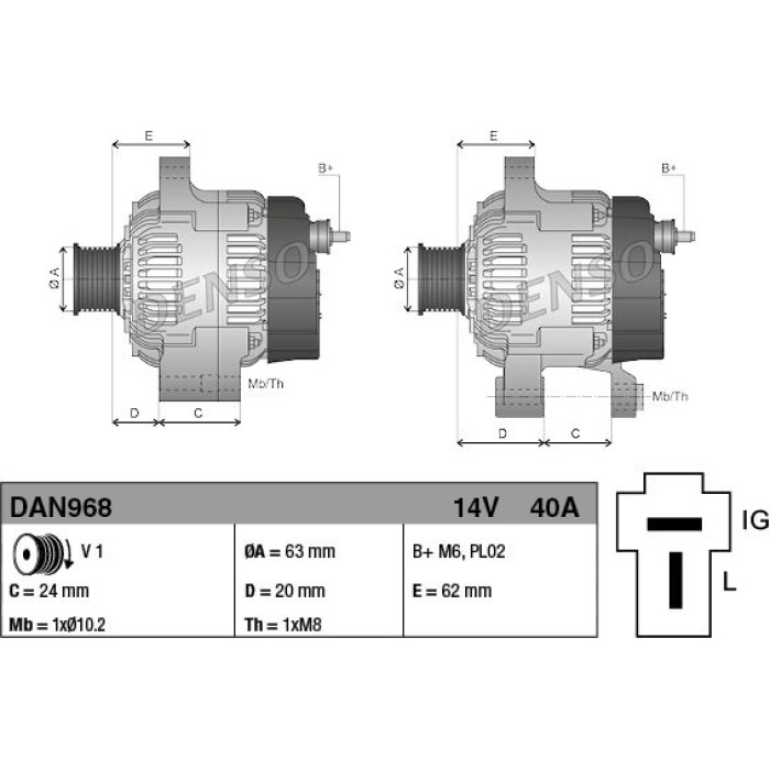 Denso Lichtmaschine DAN968 Denso Lichtmaschine DAN968