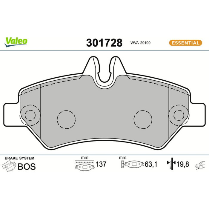 Valeo Bremsbelagsatz 301728 Valeo Bremsbelagsatz 301728