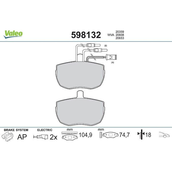 Valeo Bremsbelagsatz 598132 Valeo Bremsbelagsatz 598132