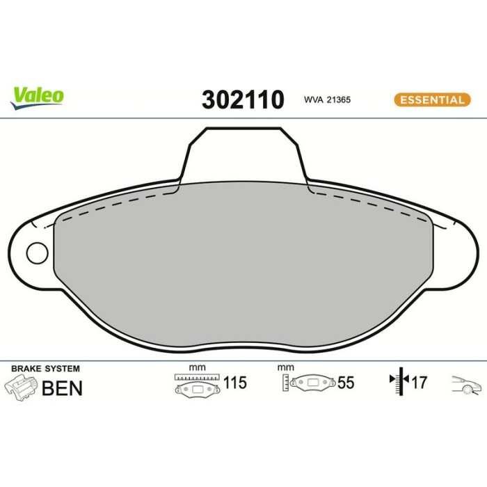 Valeo Bremsbelagsatz 302110 Valeo Bremsbelagsatz 302110