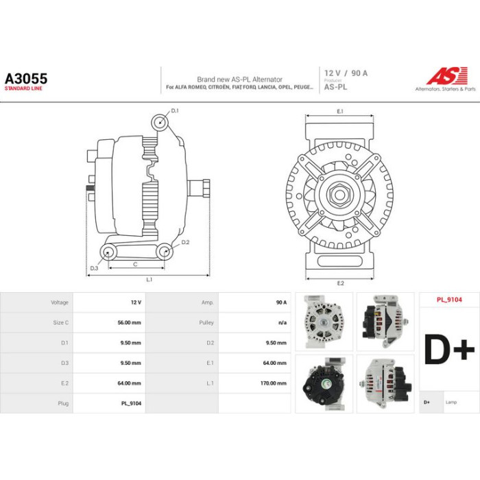 A3055 AS-PL Lichtmaschine (Generator) A3055