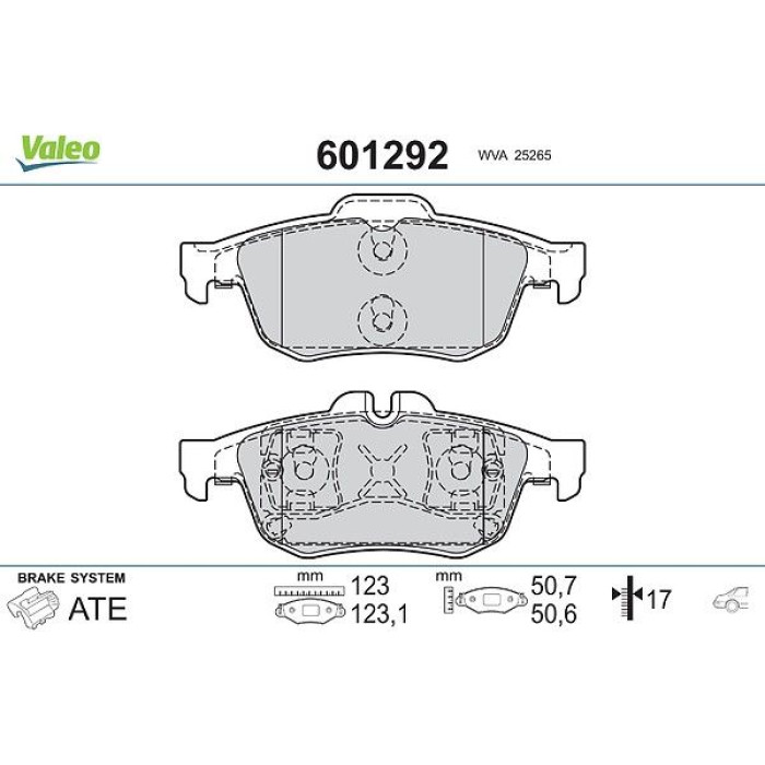 Valeo Bremsbelagsatz 601292 Valeo Bremsbelagsatz 601292
