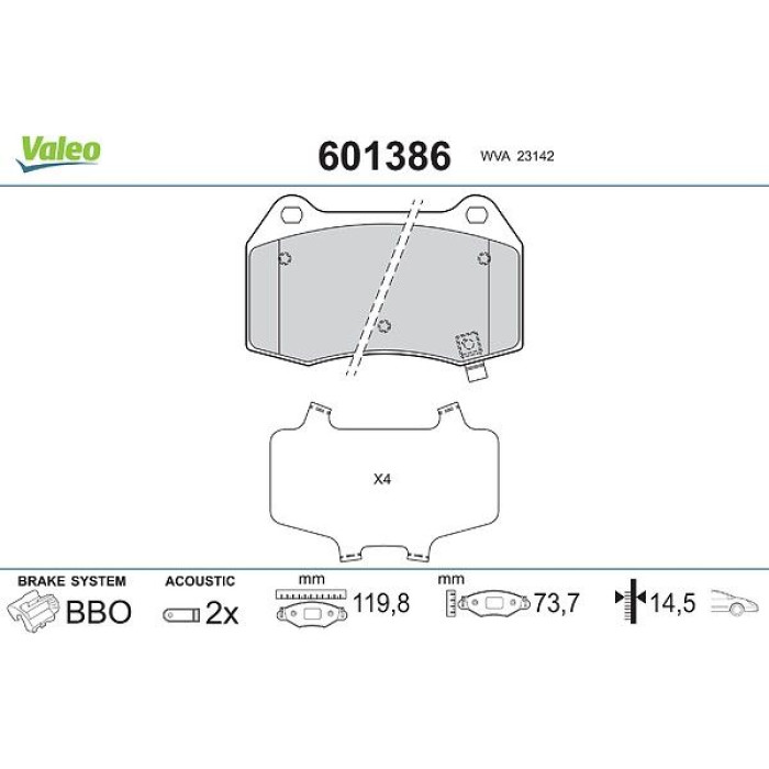 Valeo Bremsbelagsatz 601386 Valeo Bremsbelagsatz 601386