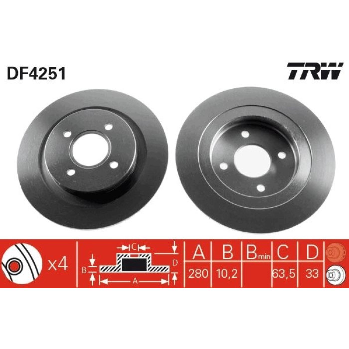 TRW Bremsscheibe Ford Focus DF4251 TRW Bremsscheibe Ford Focus DF4251