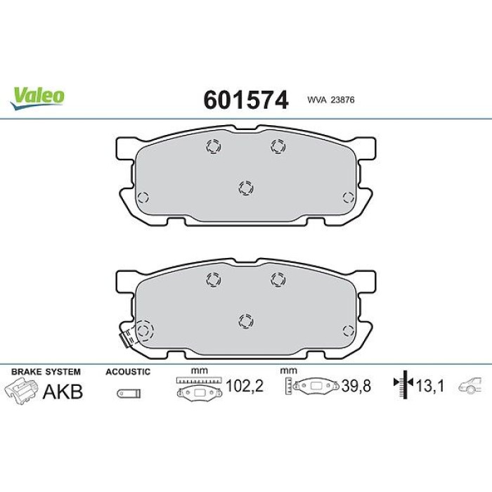 Valeo Bremsbelagsatz 601574 Valeo Bremsbelagsatz 601574