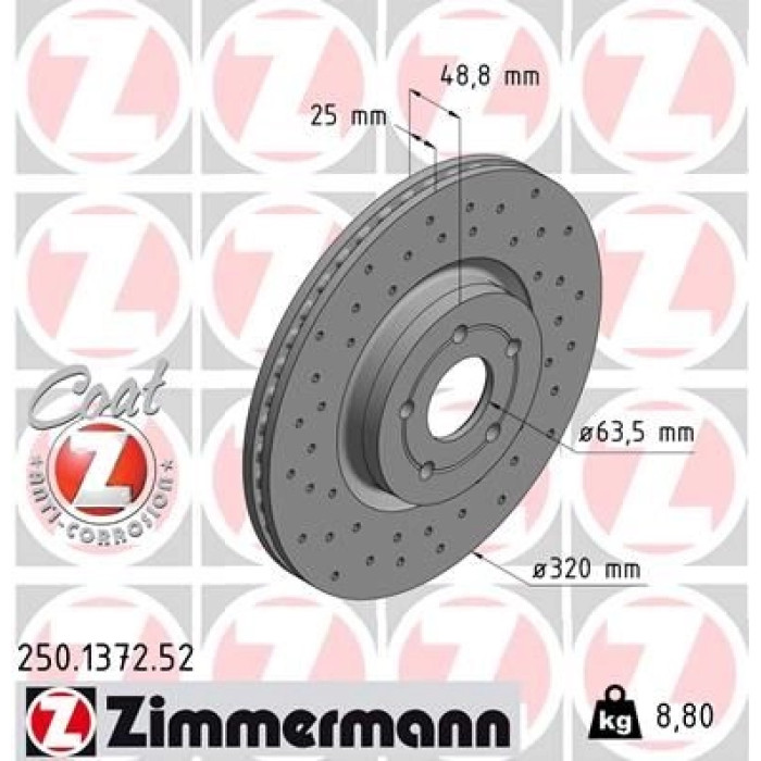 Zimmermann Bremsscheibe Vorderachse Sport 250.1372.52 Zimmermann Bremsscheibe Vorderachse Sport 250.1372.52