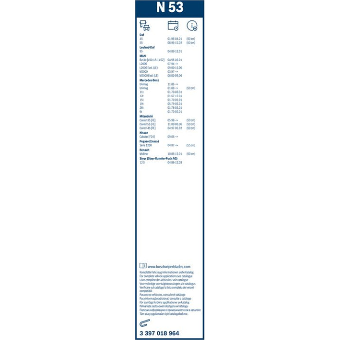 3 397 018 964 Bosch Twin N53 Scheibenwischer vorne – 500 mm – 1 Stück – 3397018964
