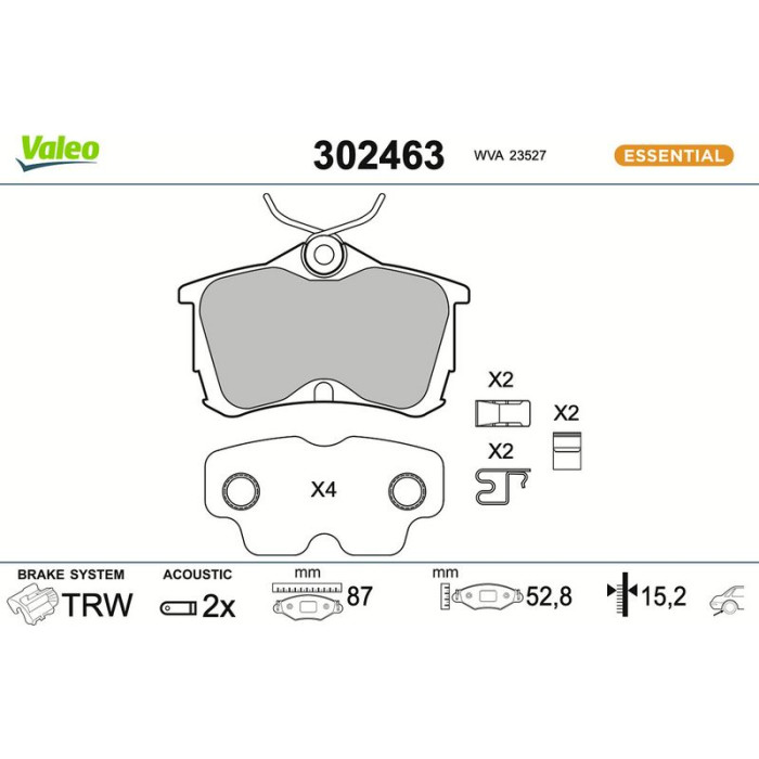 Valeo Bremsbelagsatz 302463 Valeo Bremsbelagsatz 302463