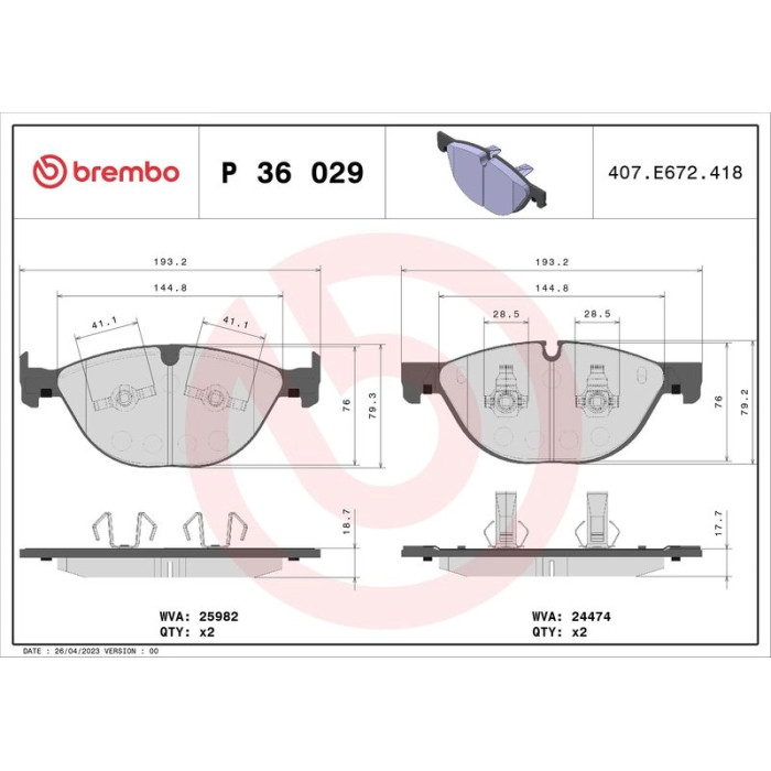 BREMBO Bremsklötze VA P 36 029 BREMBO Bremsklötze VA P 36 029