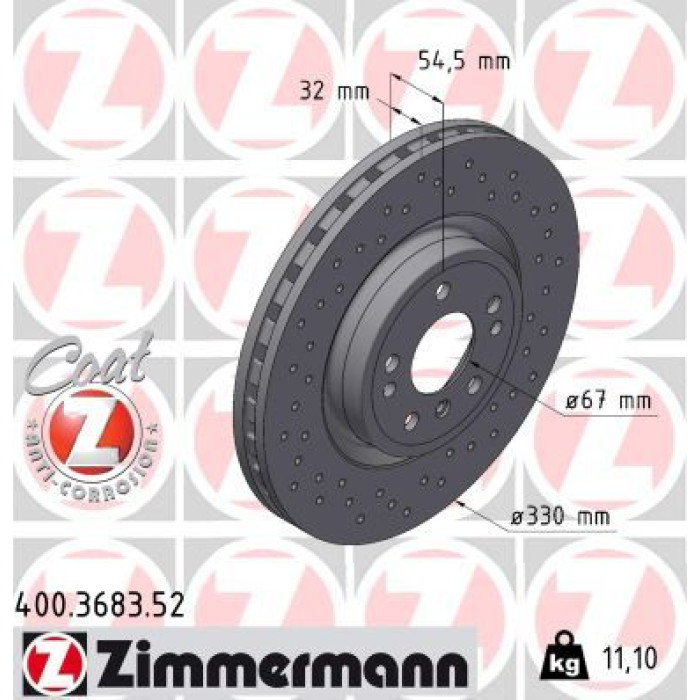Zimmermann Bremsscheibe Vorderachse Sport 400.3683.52 Zimmermann Bremsscheibe Vorderachse Sport 400.3683.52