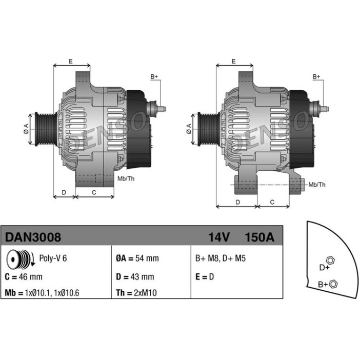Denso Lichtmaschine DAN3008 Denso Lichtmaschine DAN3008