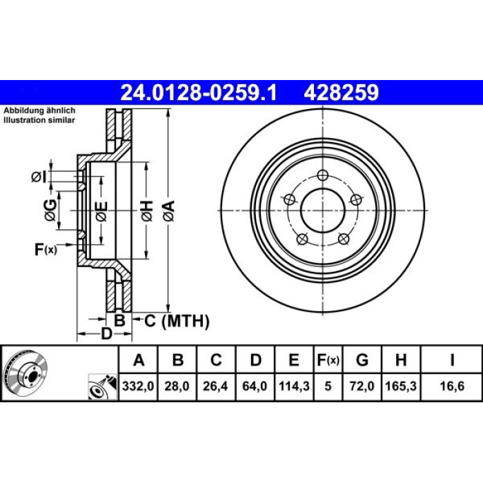 ATE Bremsscheibe 24.0128-0259.1