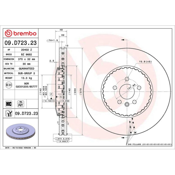 Brembo Bremsscheibe 09.D723.23 Brembo Bremsscheibe 09.D723.23