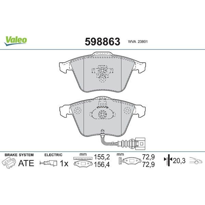 Valeo Bremsbelagsatz 598863 Valeo Bremsbelagsatz 598863