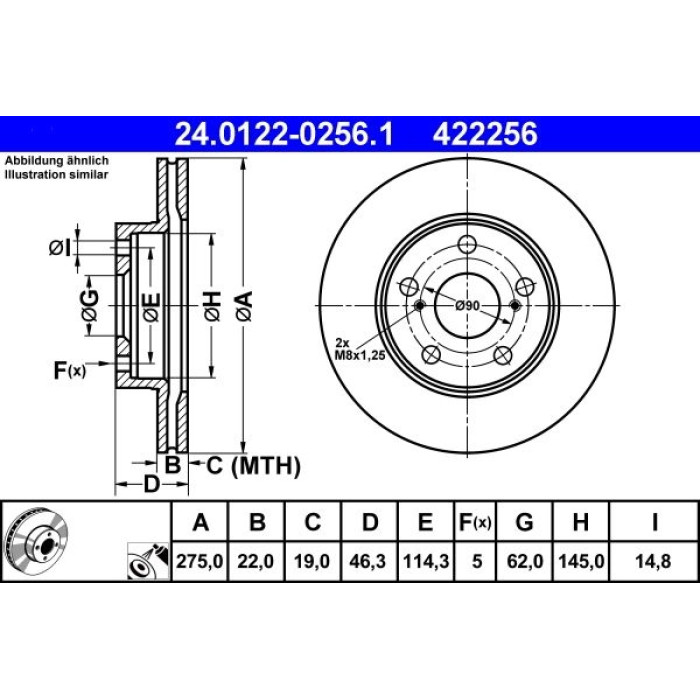 ATE Bremsscheibe Toyota Vorderachse Auris/Corolla 1.33-1.8 07 24.0122-0256.1 ATE Bremsscheibe Toyota Vorderachse Auris/Corolla 1.33-1.8 07 24.0122-0256.1