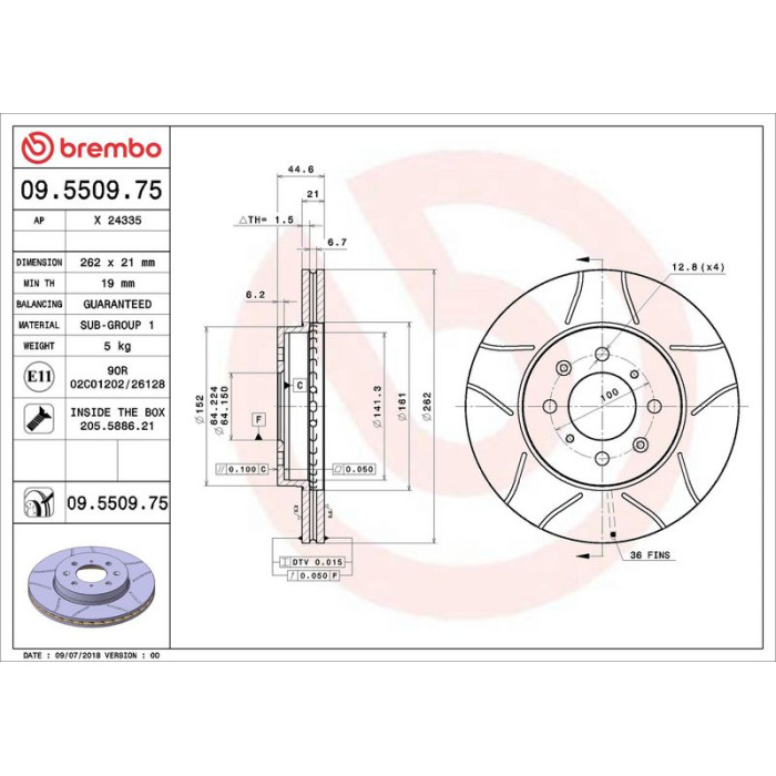 Brembo 86 481 021M Bremsscheibe Vorderachse Brembo Max 09.5509.75 Brembo 86 481 021M Bremsscheibe Vorderachse Brembo Max 09.5509.75