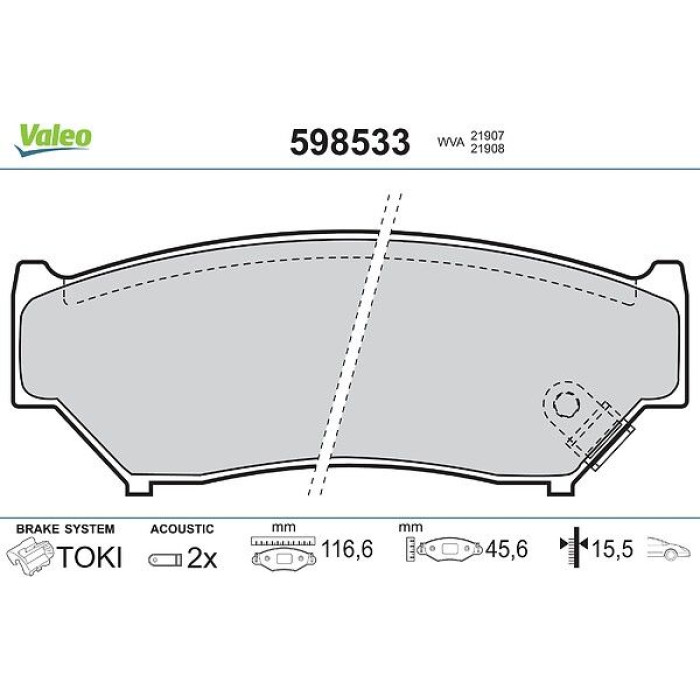 Valeo Bremsbelagsatz 598533 Valeo Bremsbelagsatz 598533