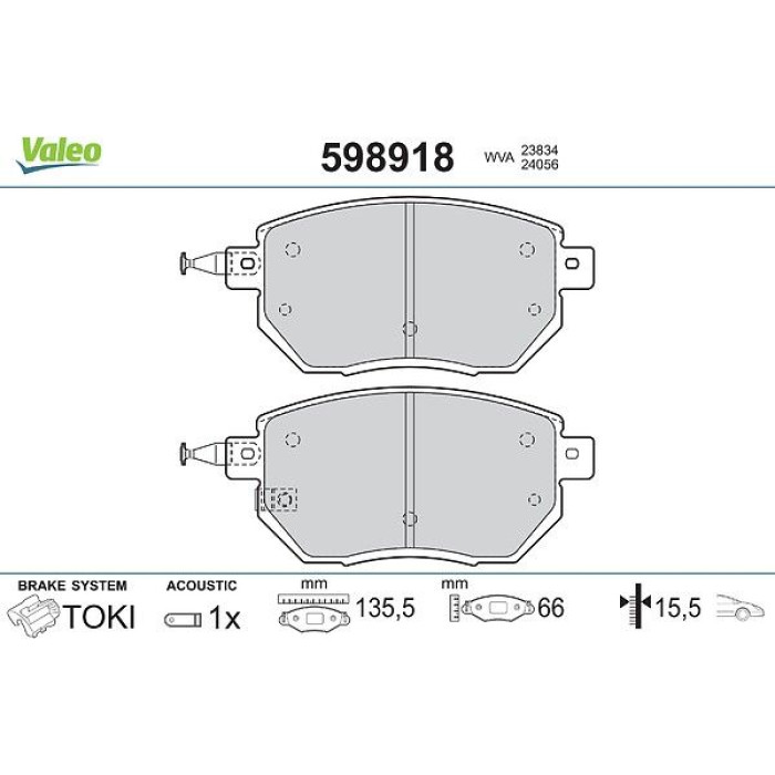 Valeo Bremsbelagsatz 598918 Valeo Bremsbelagsatz 598918