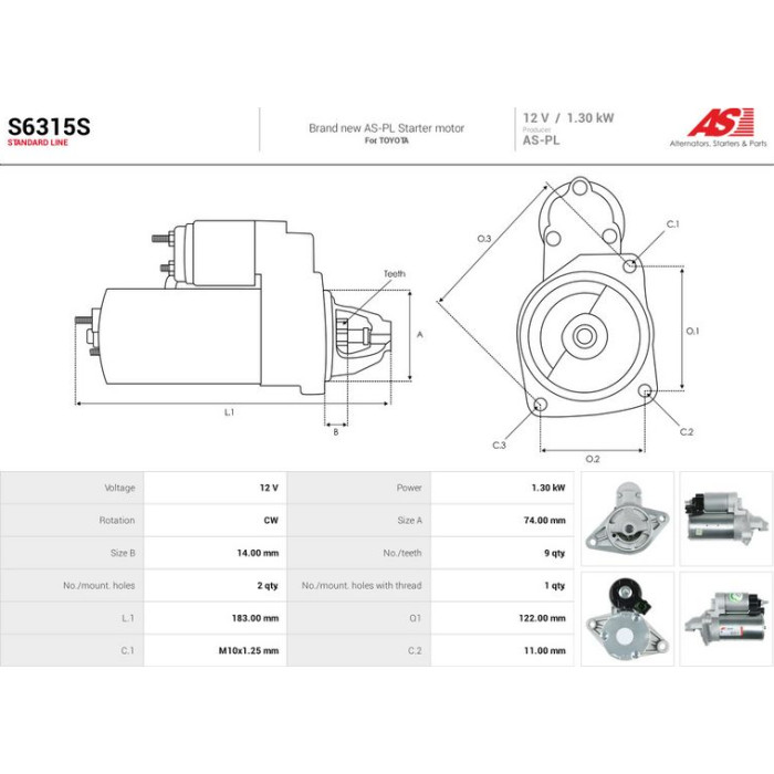 AS-PL Anlasser S6315S