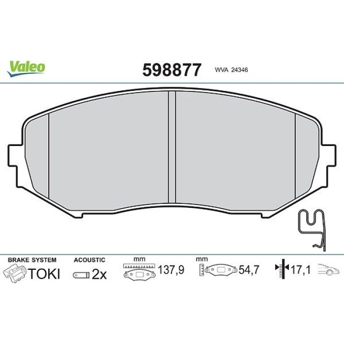 Valeo Bremsbelagsatz 598877 Valeo Bremsbelagsatz 598877