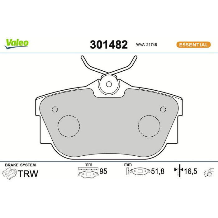 301482 Valeo Bremsbelagsatz 301482 301482 Valeo Bremsbelagsatz 301482