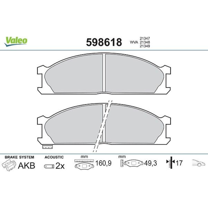 Valeo Bremsbelagsatz 598618 Valeo Bremsbelagsatz 598618