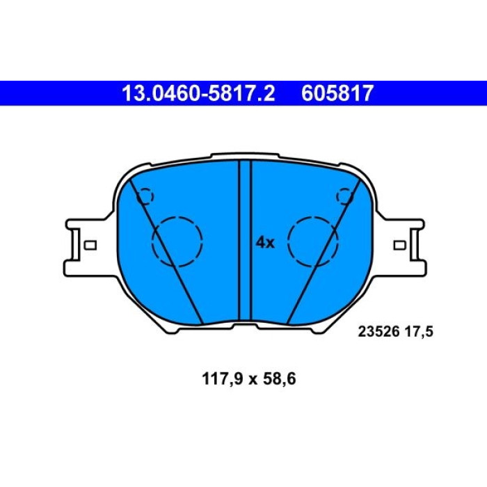 13.0460-5817.2 ATE Bremsbelagsatz Toyota Vorderachse Celica/Corolla 1, 8 16V/2, 0 D-4D 99-07 13.0460-5817.2 13.0460-5817.2 ATE Bremsbelagsatz Toyota Vorderachse Celica/Corolla 1, 8 16V/2, 0 D-4D 99-07 13.0460-5817.2