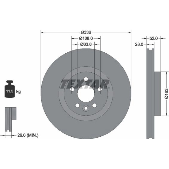 Textar Bremsscheibe 92168203 – 336 mm Textar Bremsscheibe 92168203 – 336 mm