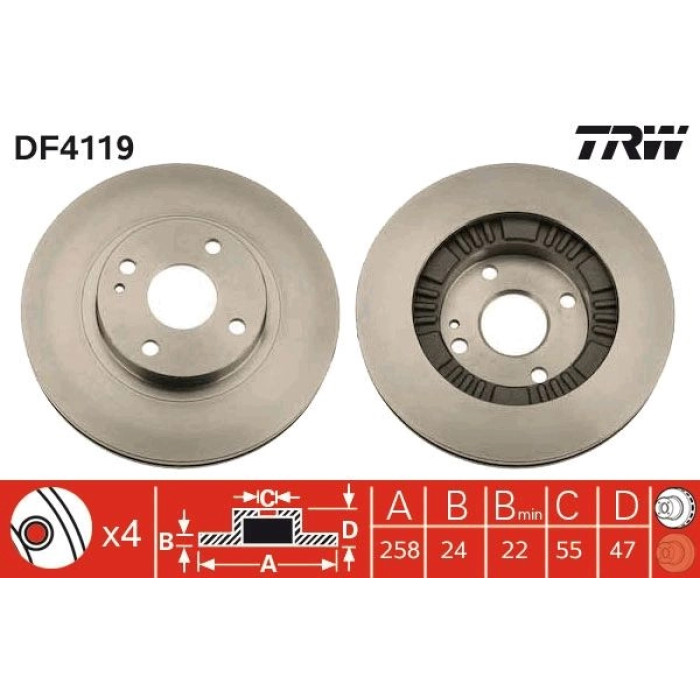 TRW Bremsscheibe Mazda S. 323 DF4119 TRW Bremsscheibe Mazda S. 323 DF4119